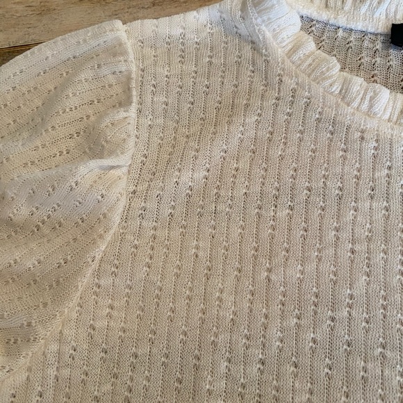 J. Crew Ivory Puff Sleeve Pointelle Top Size S NEW - Picture 5 of 7